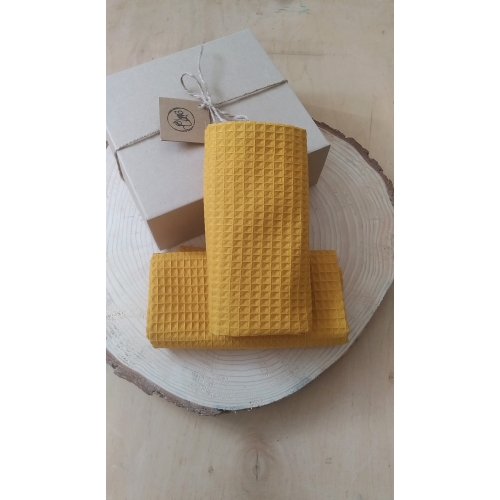 Musztardowy ręcznik kuchenny łazienkowy